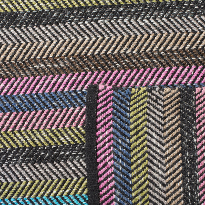 Harriet Bee Sasser Handmade Flatweave Wool Purple/Gray/Green Rug